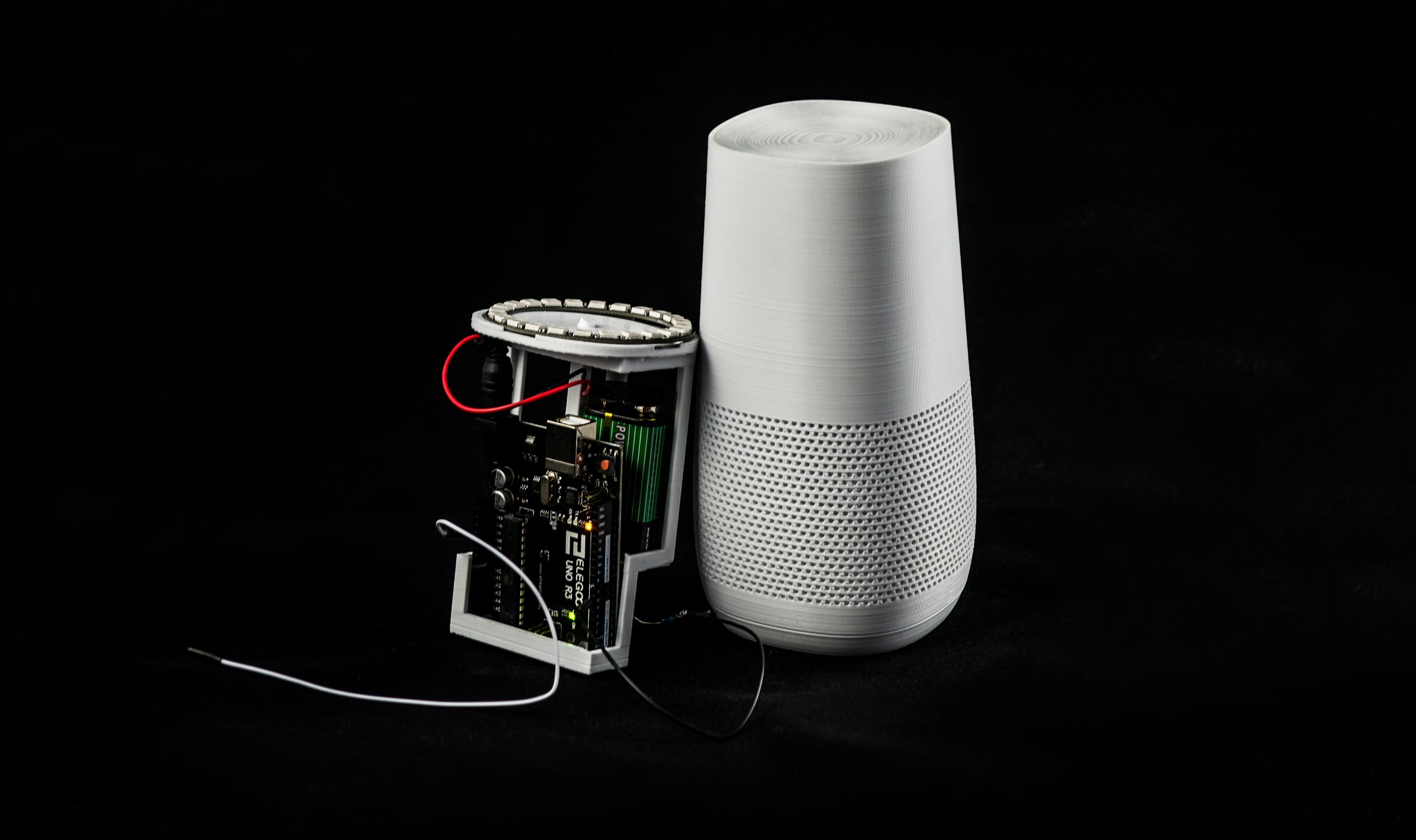 Photo of arduino inside of 3d printed model