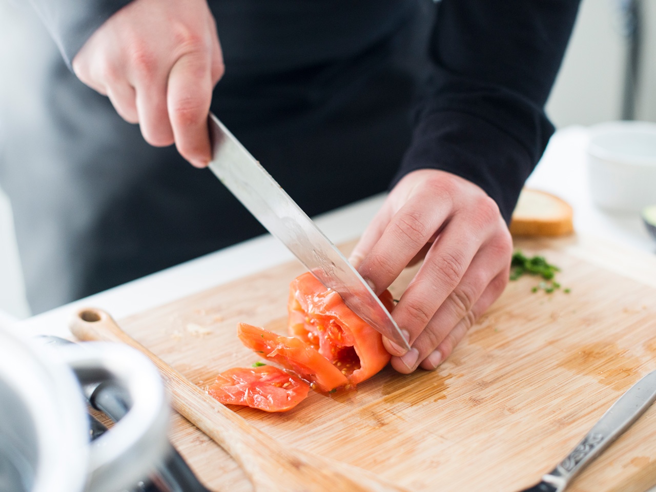 Man chopping veggies