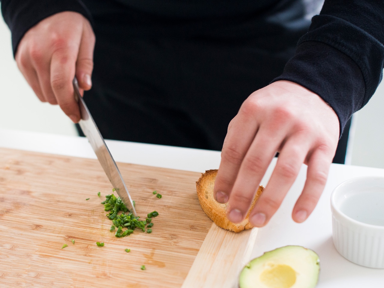 Man chopping parsley