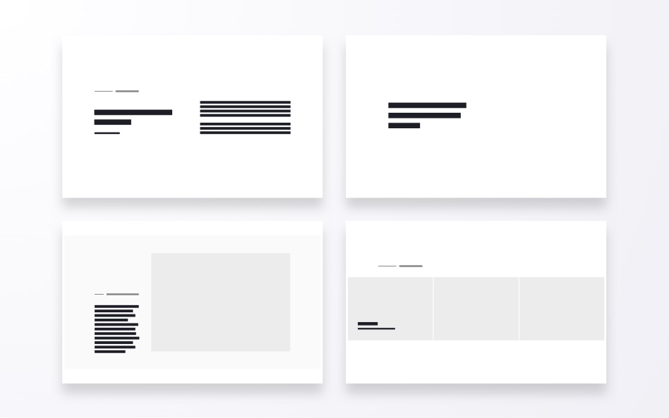 a few initial wireframes for the website.