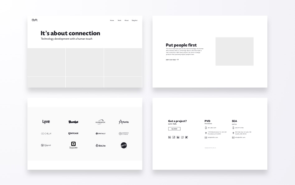 Grayscale design for the homepage