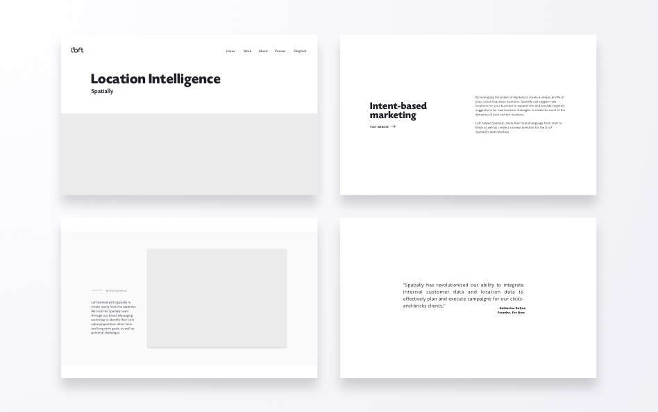 Grayscale design for the case study pages